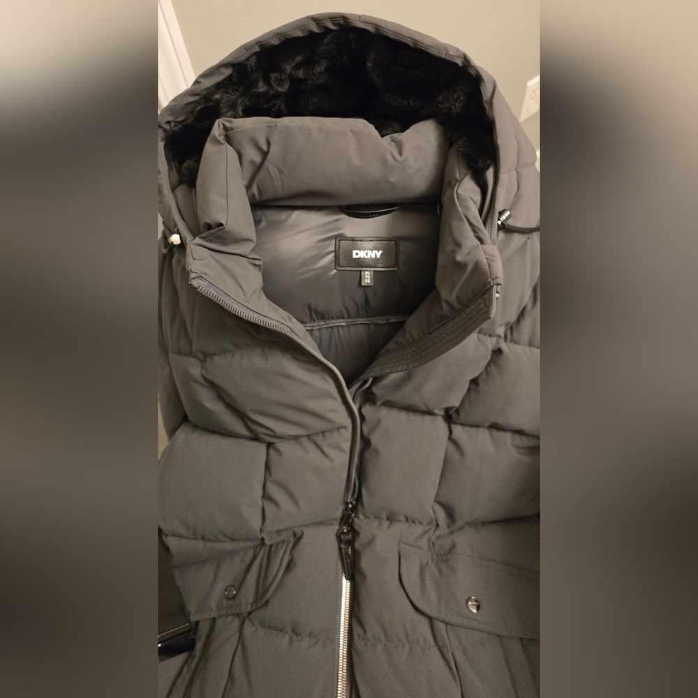 DKNY Gray Puffer Jacket